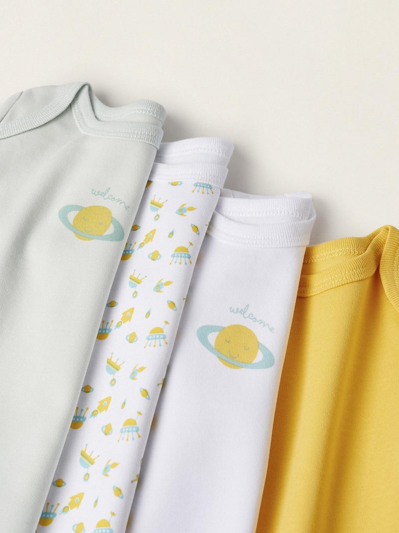 Pack 4 Bodies en Coton pour Nouveau-Né et Bébé Garçon manches longues ESSENTIALS LINE Multicolore - Kiabi