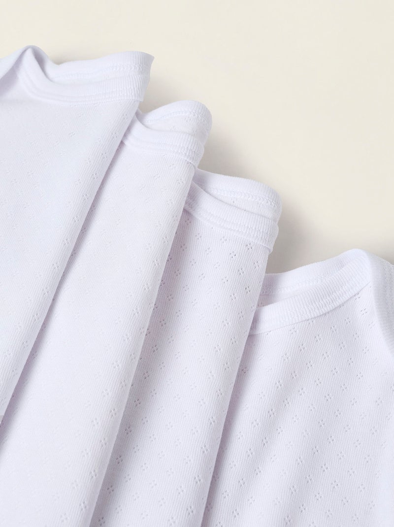 Pack 4 Bodies en Pointelle Blanc - Kiabi