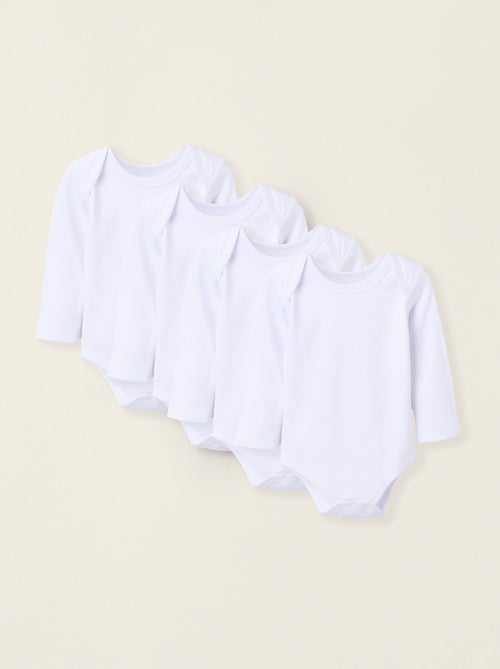 Pack 4 Bodies Unis Grattés en Coton - Kiabi