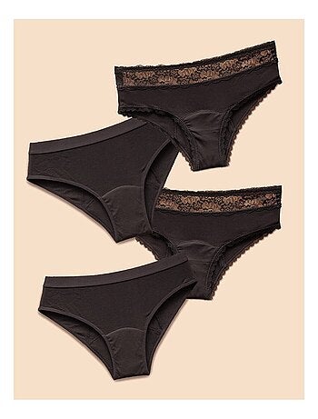 Pack 4 Culottes menstruelles flux abondant en coton, Weekly