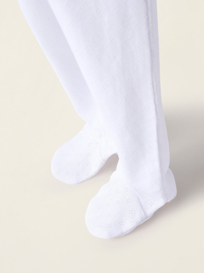 Pack 4 Pantalons à Pieds en Pointelle Blanc - Kiabi