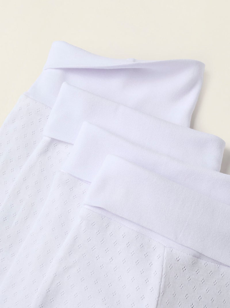 Pack 4 Pantalons à Pieds en Pointelle Blanc - Kiabi