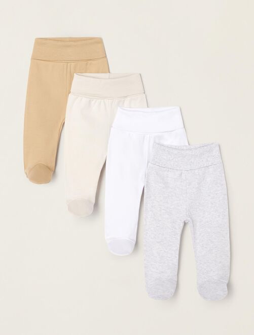 Pack 4 Pantalons avec Pieds en Coton pour Nouveau-Né  CRADLE OF LIFE - Kiabi
