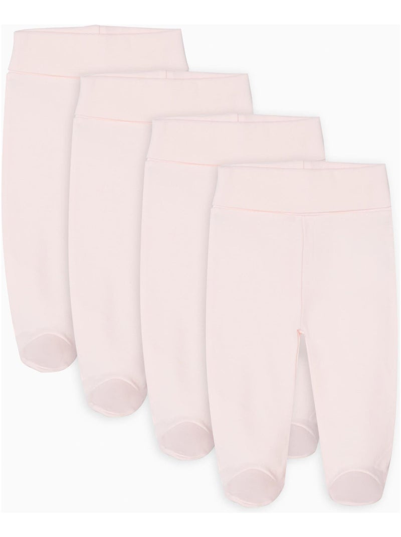 Pack 4 Pantalons avec Pieds pour Nouveau-Né et Bébé Fille  ESSENTIALS LINE Rose clair - Kiabi