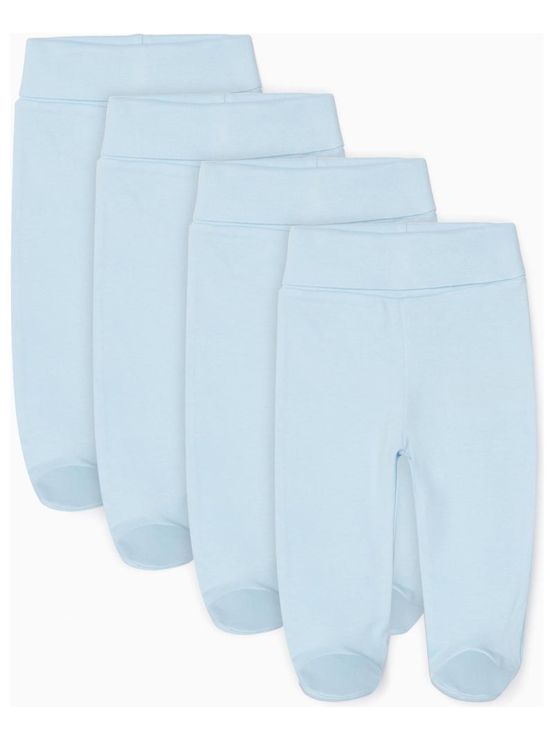 Pack 4 Pantalons avec Pieds pour Nouveau-Né et Bébé Garçon   ESSENTIALS LINE Bleu - Kiabi