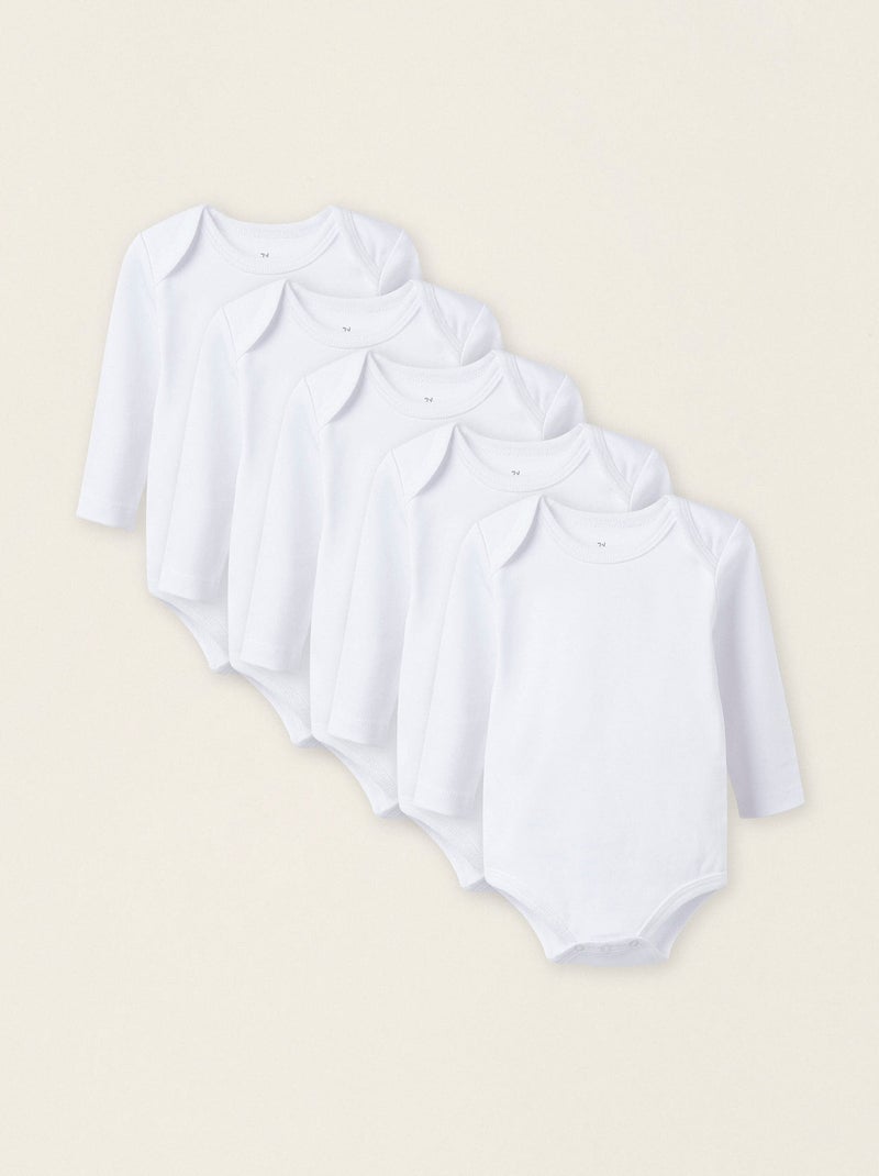 Pack 5 Bodies de Manches Longues Blanc - Kiabi