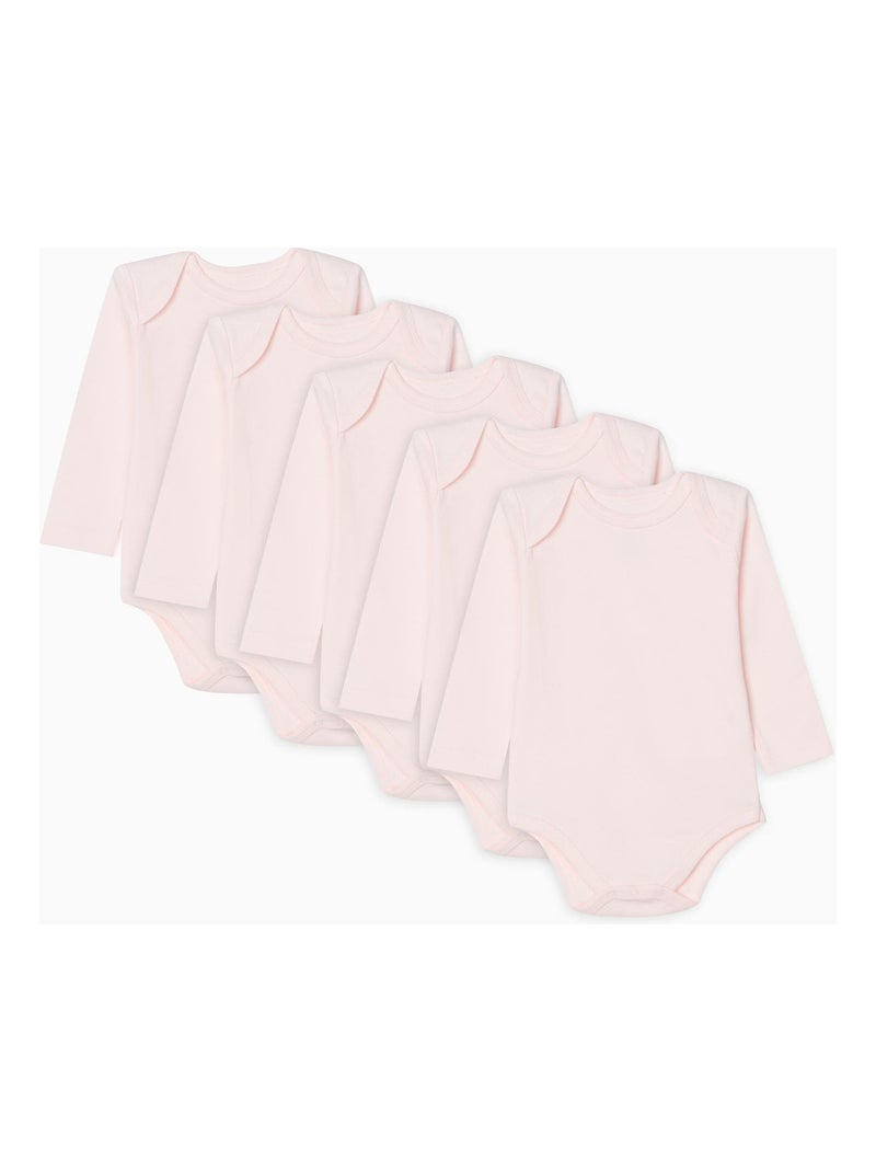Pack 5 Bodies de Manches Longues pour Nouveau-Né et Bébé Fille manches longues  ESSENTIALS LINE Rose clair - Kiabi