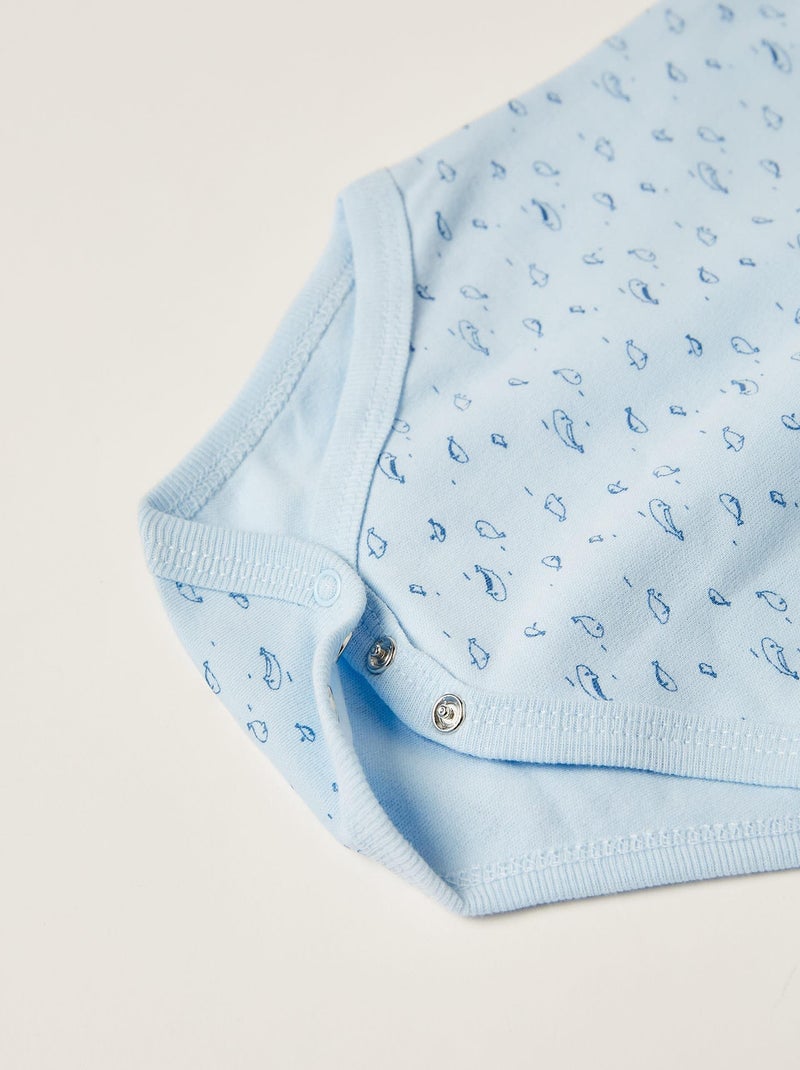 Pack 5 Bodies sans manches pour nouveau-né et bébé garçon 'Whales' manches courtes ESSENTIALS LINE Blanc - Kiabi