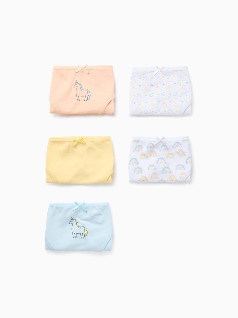 Pack 5 Culottes avec des Imprimés et Motifs Arc-en-Ciel Blanc Orange Bleu - Kiabi