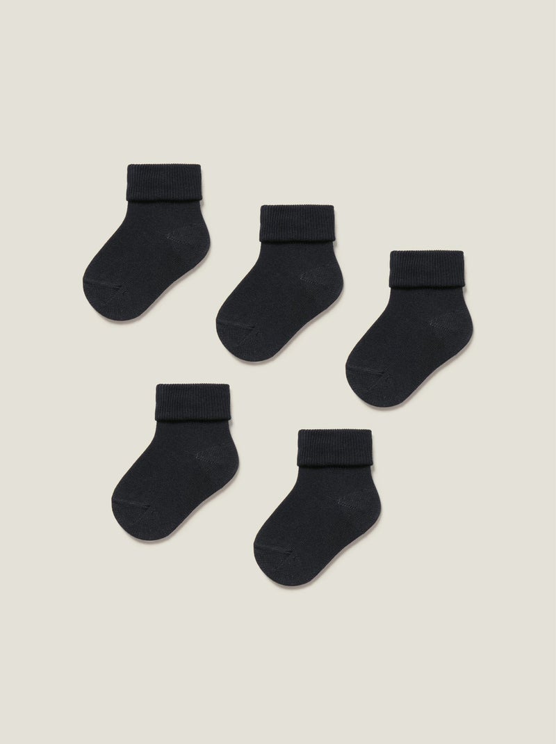 Pack 5 Paires De Chaussettes Avec Revers Bleu foncé - Kiabi