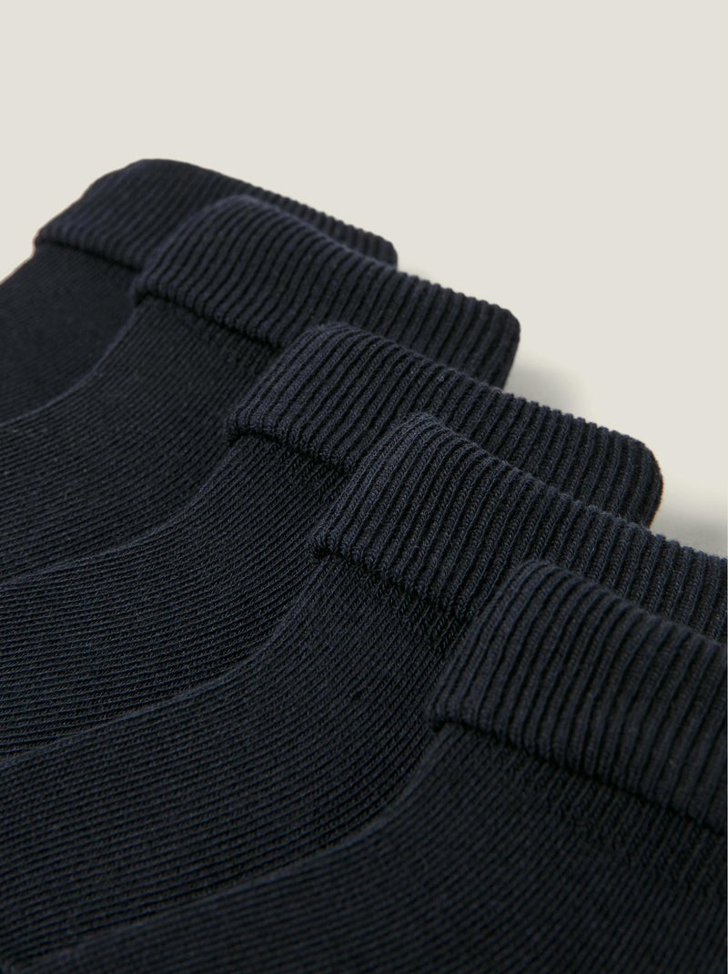 Pack 5 Paires de Chaussettes avec Revers Côtelés Bleu foncé - Kiabi