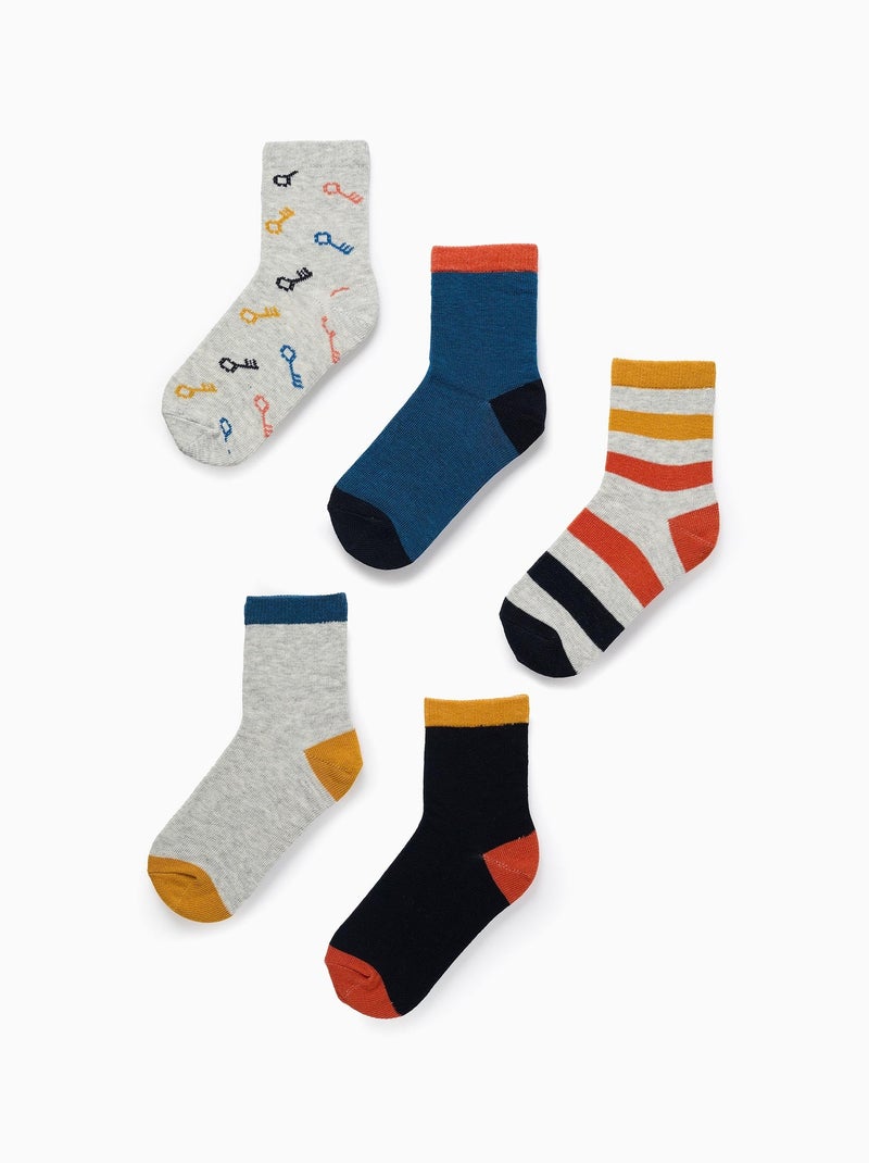 Pack 5 Paires de Chaussettes Bleu Jaune Bleu - Kiabi