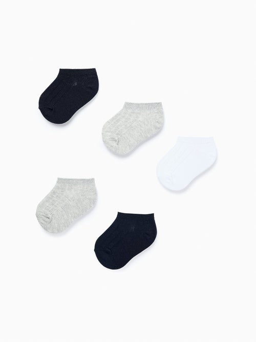 Pack 5 Paires de Chaussettes Courtes Côtelées - Kiabi