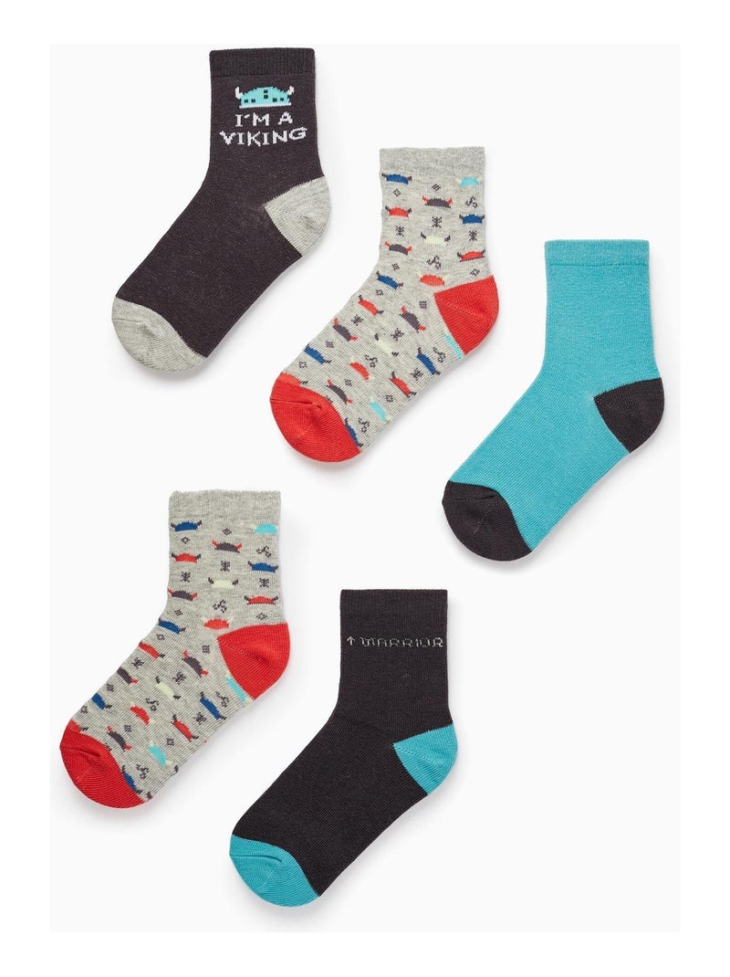 Pack 5 Paires de Chaussettes en Coton pour Garçon 'I'm a Viking'   NORTHERN CALLING Multicolore - Kiabi