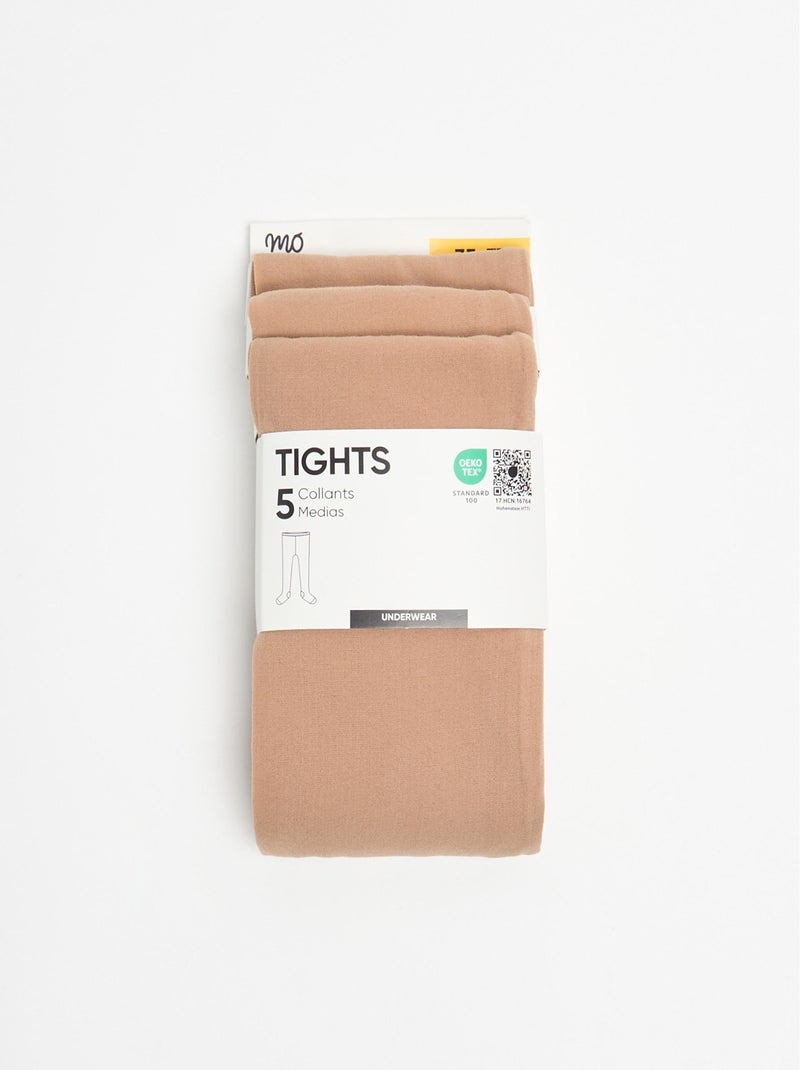 Pack 5 paires de collants MO Fashion Beige - Kiabi