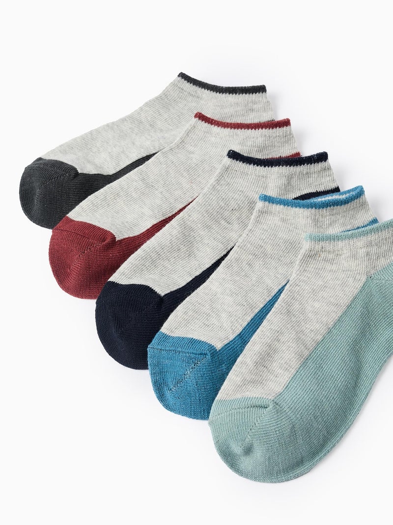 Pack 5 Paires de Socquettes Bicolores Gris - Kiabi