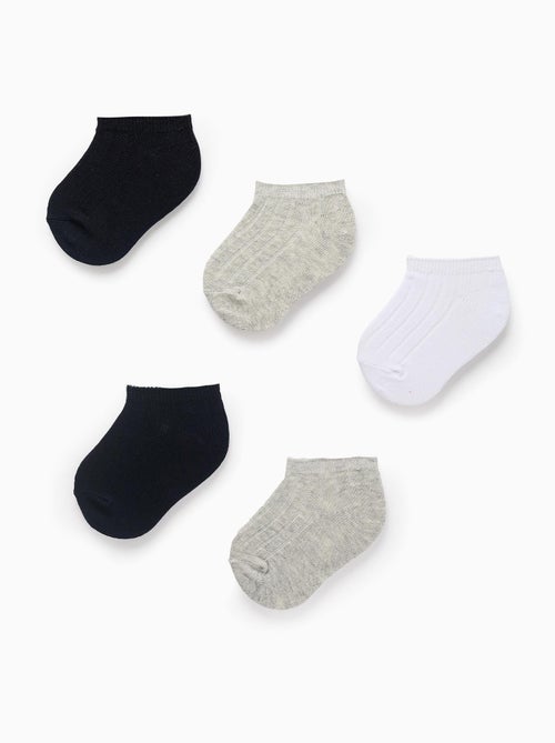 Pack 5 Paires de Socquettes Côtelées - Kiabi