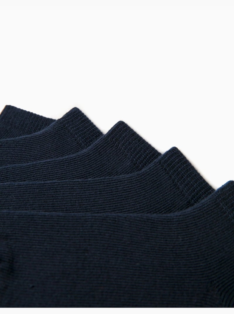 Pack 5 Paires de Socquettes Unies Bleu foncé - Kiabi