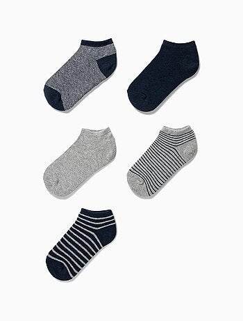 Pack 5 paires de socquettes unies/rayées