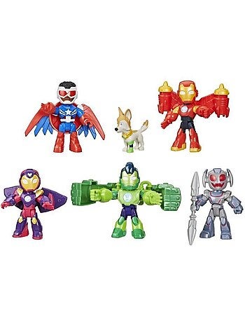 Pack 6 figurines iron man avengers en armure, marvel iron man and his awesome friends, dès 3 ans