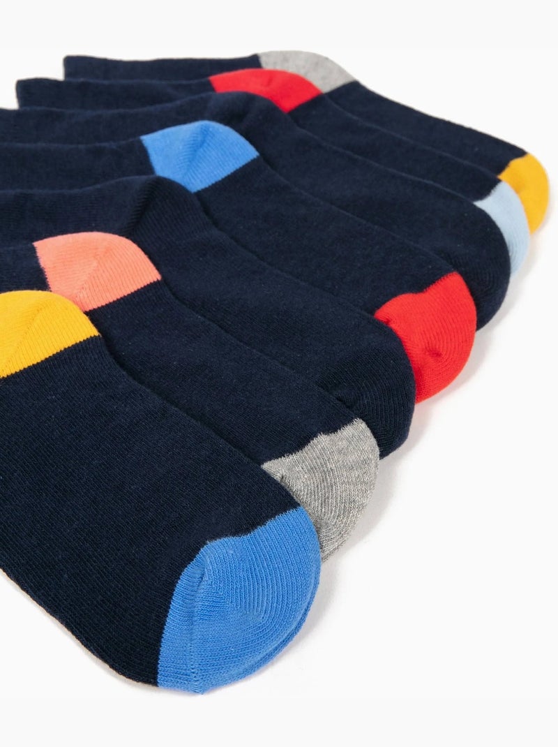 Pack 7 Paires de Chaussettes avec Détails Colorés Bleu foncé - Kiabi