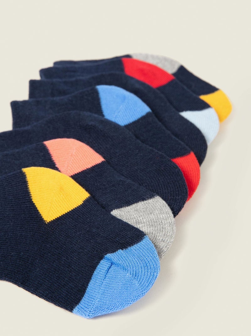 Pack 7 Paires de Chaussettes avec Détails Colorés Bleu foncé - Kiabi