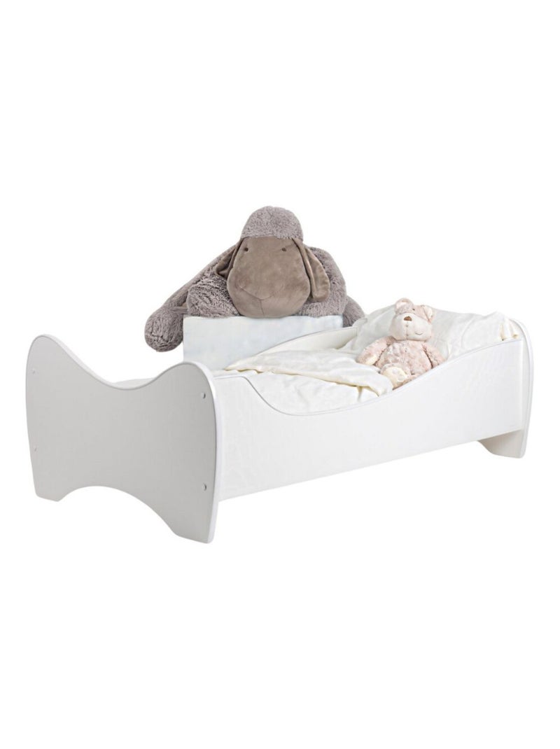 Pack 7en1 Lit Junior blanc 140 cm avec Matelas + Oreiller + Couette + Taie+ Housse de couette +Drap Blanc - Kiabi