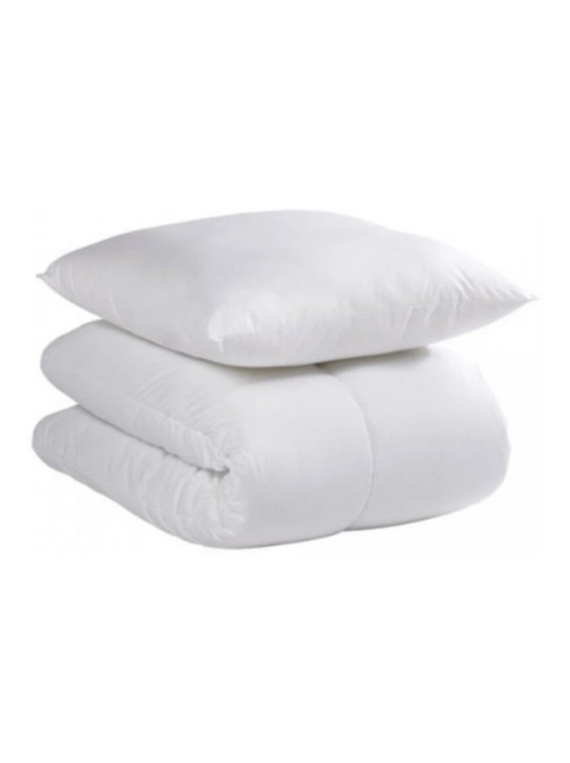 Pack 7en1 Lit Junior blanc 140 cm avec Matelas + Oreiller + Couette + Taie+ Housse de couette +Drap Blanc - Kiabi