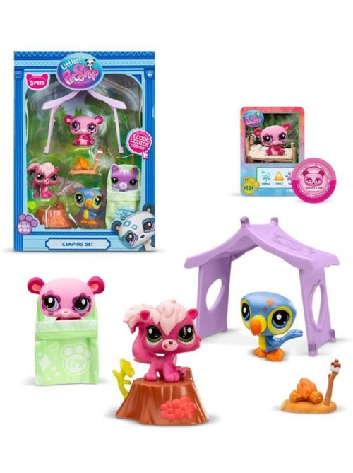 Pack à thème 3 pets - bandai - littlest pet shop camping - animaux et accessoires - Kiabi