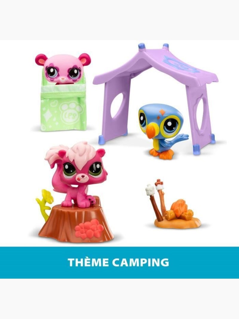Pack à thème 3 pets - bandai - littlest pet shop camping - animaux et accessoires Rose - Kiabi