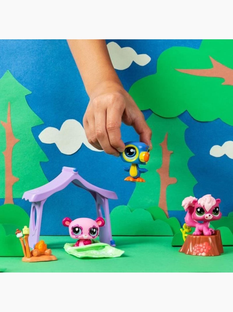 Pack à thème 3 pets - bandai - littlest pet shop camping - animaux et accessoires Rose - Kiabi