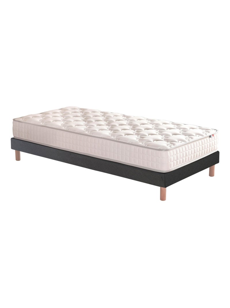 Pack ASTRE Ensemble Matelas Ressorts + Sommier + Couette + Oreillers - Made in France Noir Blanc - Kiabi