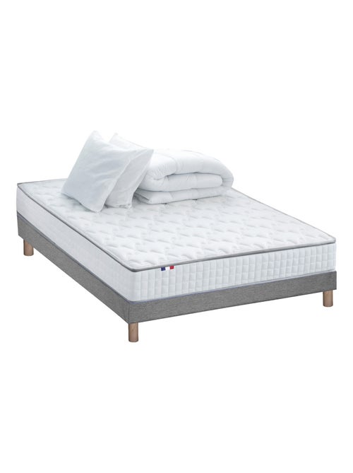 Pack ASTRE Ensemble Matelas Ressorts + Sommier + Couette + Oreillers Made in France - Kiabi