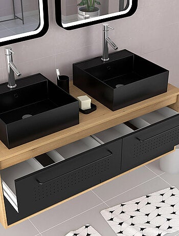 Pack avec meubles de salle de bains avec 2 vasques et 2 miroirs