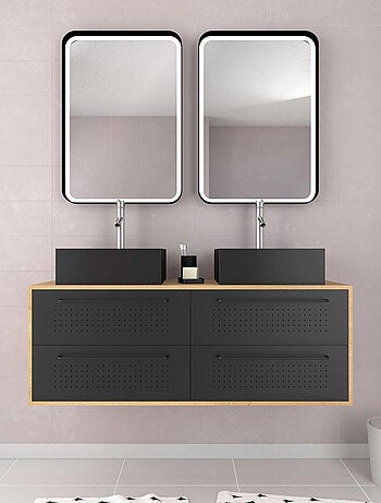Pack avec meubles de salle de bains avec 2 vasques et 2 miroirs