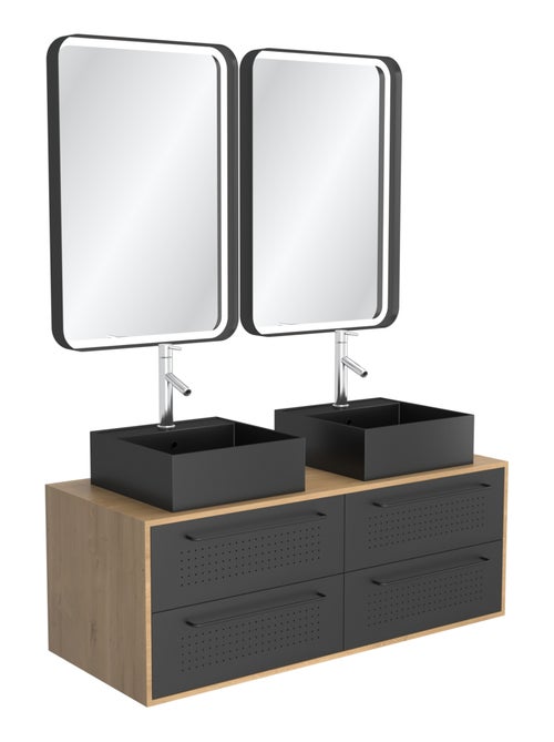 Pack avec meubles de salle de bains avec 2 vasques et 2 miroirs - Kiabi