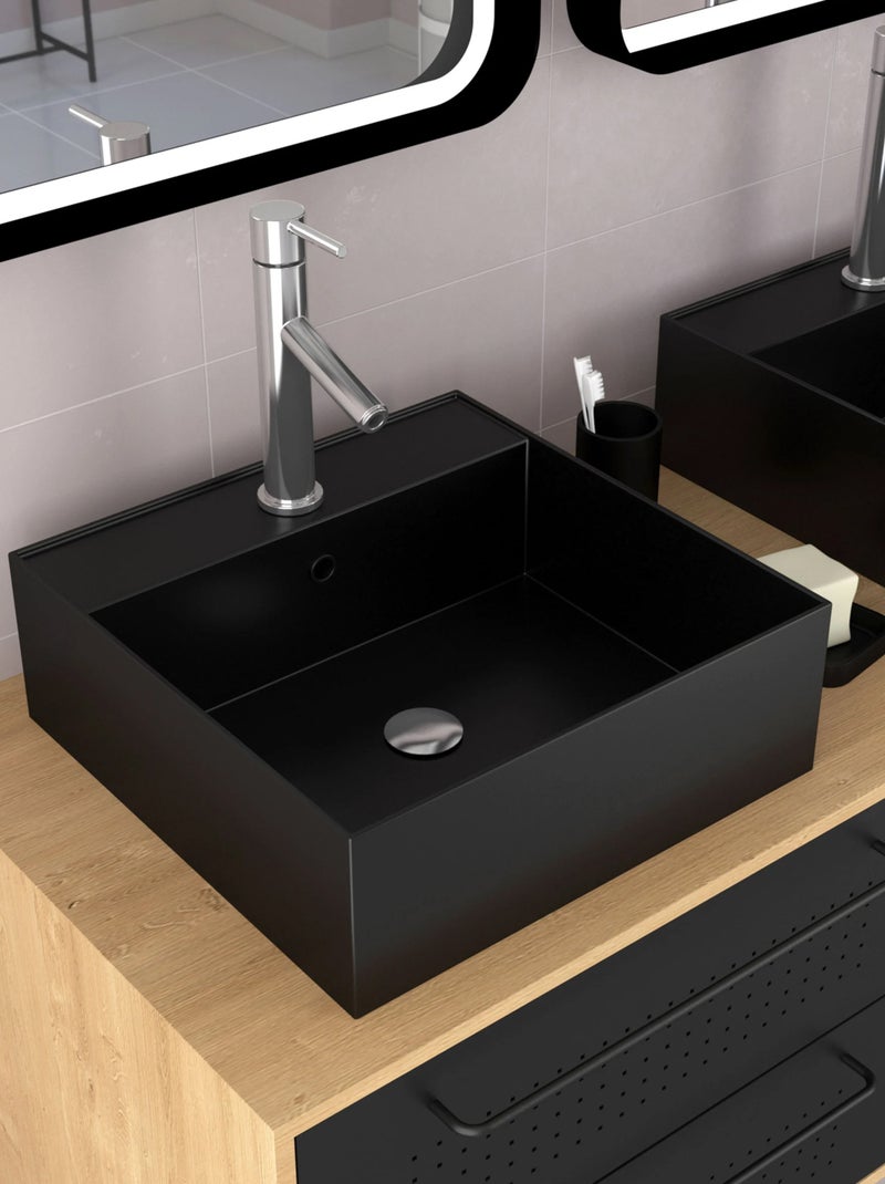 Pack avec meubles de salle de bains avec 2 vasques et 2 miroirs Noir - Kiabi