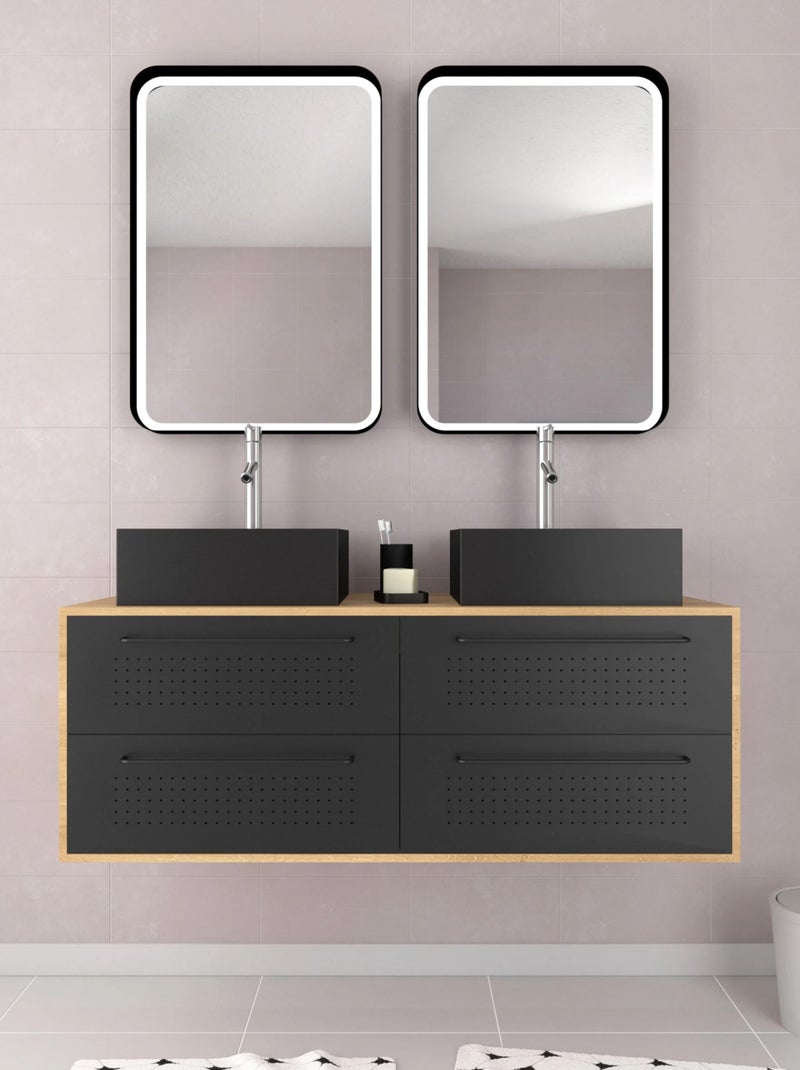 Pack avec meubles de salle de bains avec 2 vasques et 2 miroirs Noir - Kiabi