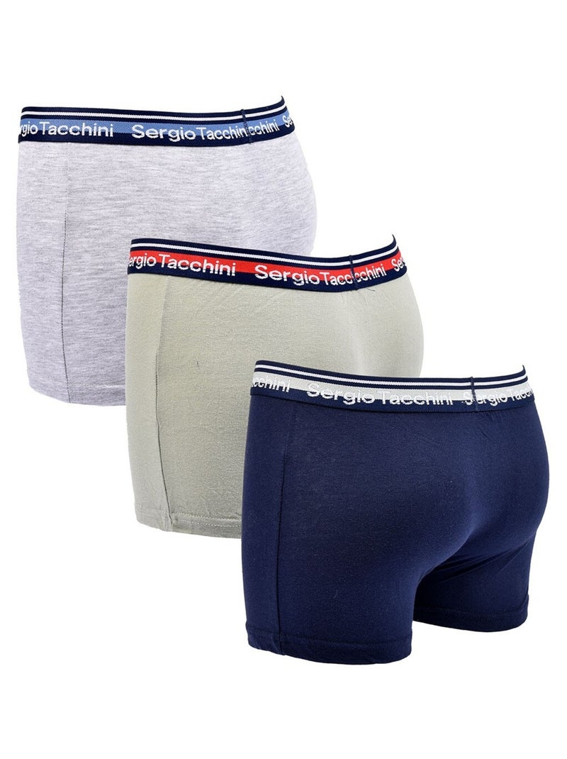 Pack Boxer Enfant SERGIO TACCHINI (Lot de 3) Bleu Vert Gris - Kiabi