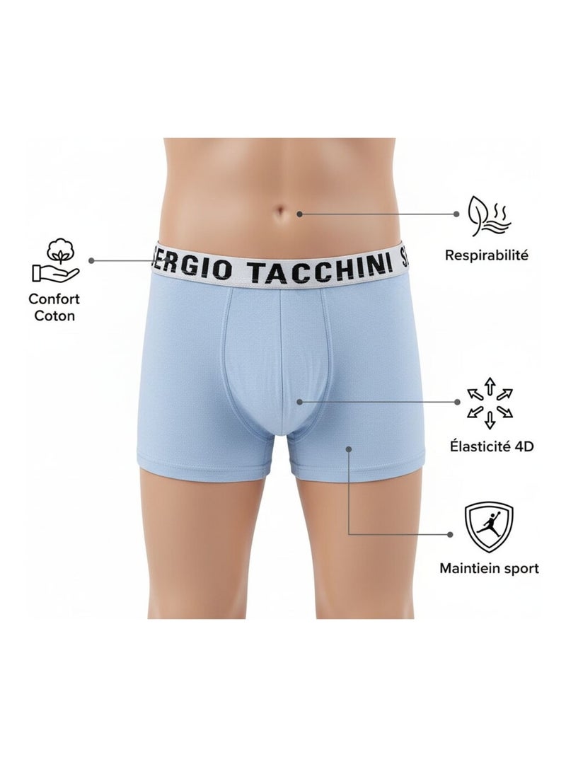 Pack Boxer Enfant SERGIO TACCHINI (Lot de 4) Bleu Gris Noir - Kiabi