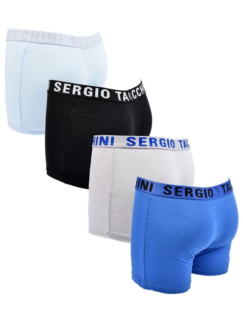 Pack Boxer Enfant SERGIO TACCHINI (Lot de 4) Bleu Gris Noir - Kiabi