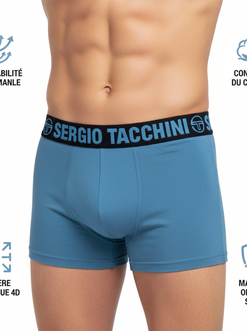 Pack Boxer Homme SERGIO TACCHINI (Lot de 6 ) Noir Gris Bleu - Kiabi