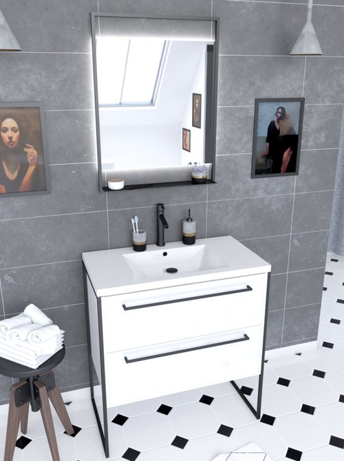 Pack caisson vasque et miroir à led - Kiabi