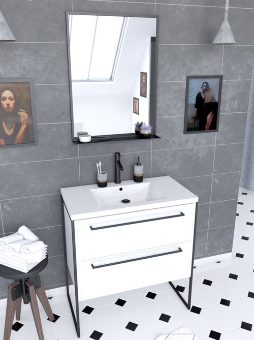 Pack caisson vasque et miroir simple - Kiabi
