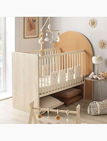 Pack chambre bébé évolutif – Lit 120x60 transformable en 90x190 + commode à langer évolutive en bure
