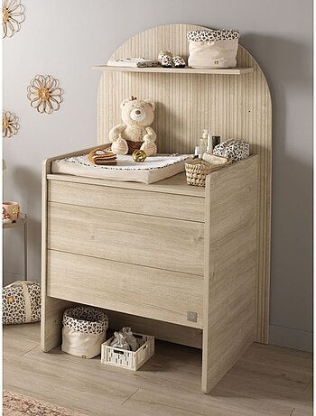 Pack chambre bébé évolutif – Lit 120x60 transformable en 90x190 + commode à langer évolutive en bure