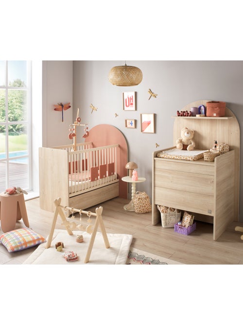 Pack chambre bébé évolutif – Lit 120x60 transformable en 90x190 + commode à langer évolutive en bure - Kiabi Pack chambre bébé évolutif – Lit 120x60 transformable en 90x190 + commode à langer évolutive en bure - Kiabi