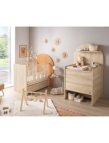 Pack chambre bébé évolutif – lit bébé 120x60 transformable en 90x190 + commode à langer évolutive en