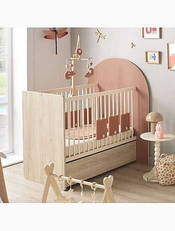 Pack chambre bébé évolutif – lit bébé 120x60 transformable en 90x190 + commode à langer évolutive en