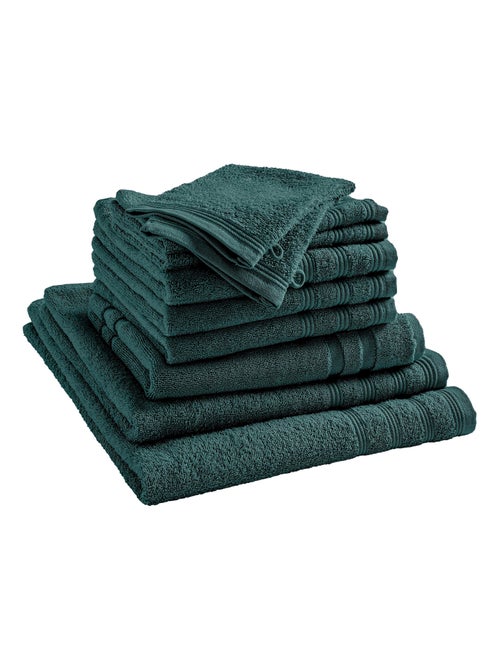 Pack complet 10 pièces "Spa" salle de bain / 400 gr/m² - Couleur: "Spa" Emeraude - Kiabi
